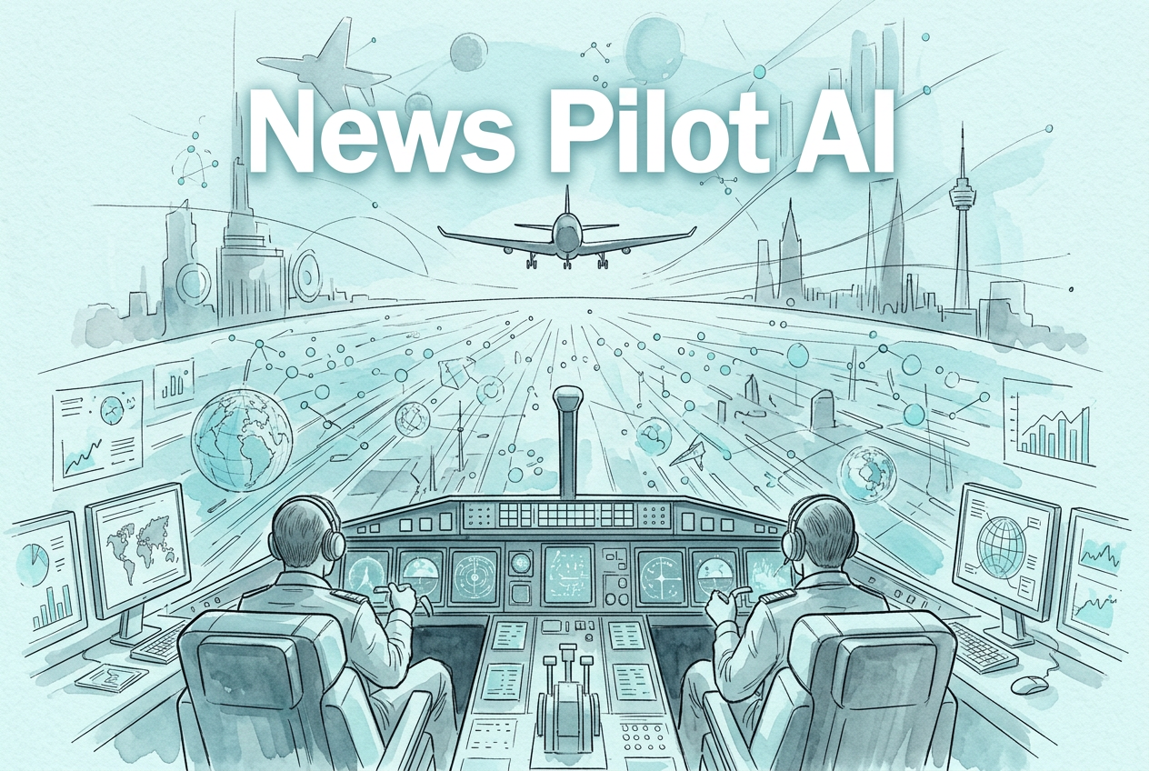 Watercolor News Pilot AI cockpit and information landscape